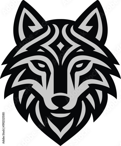 Vector wolf head in Celtic style.