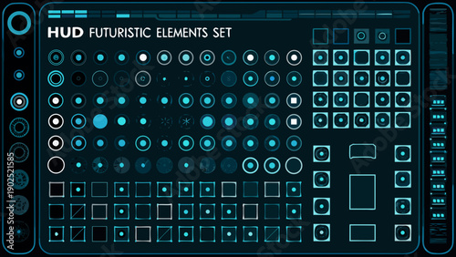 Futuristic heads up display interface with glowing teal elements