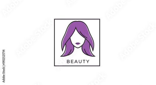 Minimalist purple hair beauty logo design for salon branding.