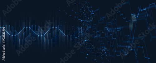 Futuristic science and medical  background, DNA strands, connected neural web