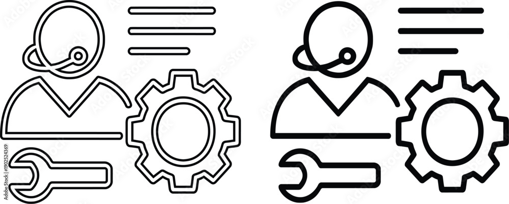 Obraz premium Customer Support Technical Service and Maintenance Operations Vector Icon