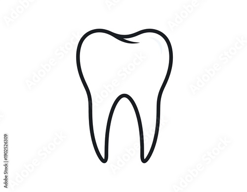 Illustration of a stylized molar tooth, rendered with a clean, simple black outline, on a white background