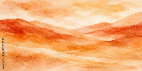 Vintage aged parchment paper with an abstract watercolor painting texture featuring grunge orange and yellow patterns on an antique brown backdrop