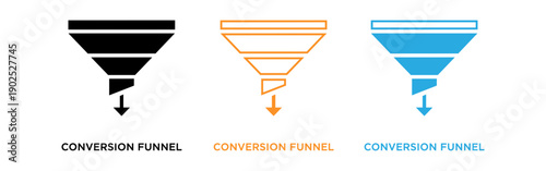 Conversion funnel diagram with three stages