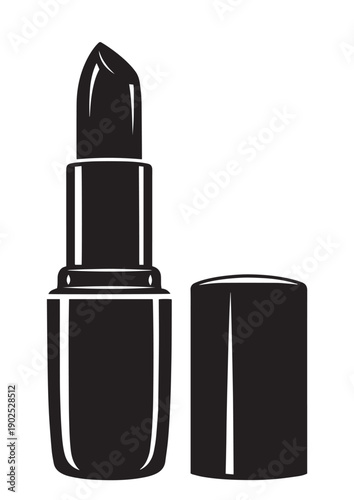 "Lipstick Vector Icon – Minimalist Black and White Cosmetic Illustration"