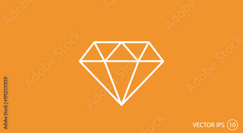 Simple White Diamond Outline on Orange Background.