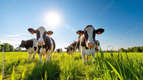 Wallpaper Mural Cows Grazing on Expansive Green Farmland Under Bright Sunlight Torontodigital.ca