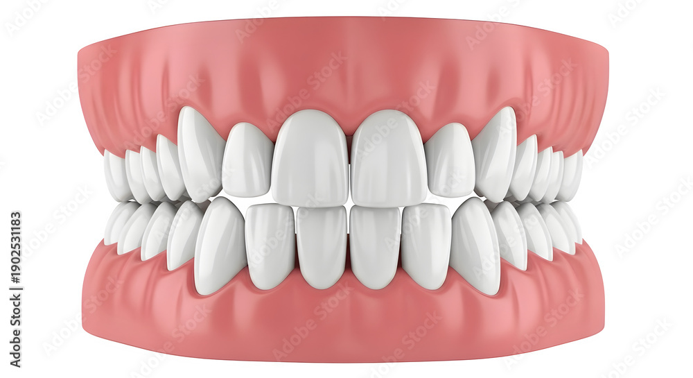 Obraz premium Dental model showing perfect teeth alignment, isolated on white or transparent background. PNG