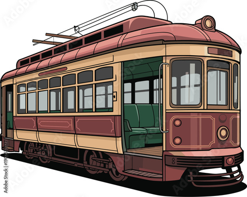 A vintage streetcar showcasing its classic design transport vector on white background.