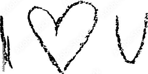 I Love You. Soft Pencil Hand Drawn Lettering.