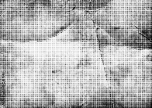 Large vector halftone crumpled vintage paper texture with a transparent background