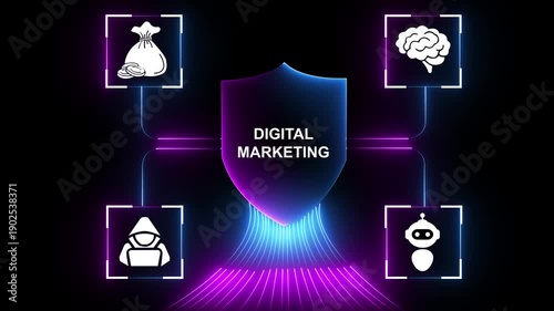Digital marketing, online shopping, internet business, Business, Technology, Internet and network concept. Digital Marketing content planning advertising strategy concept. 4k video animation