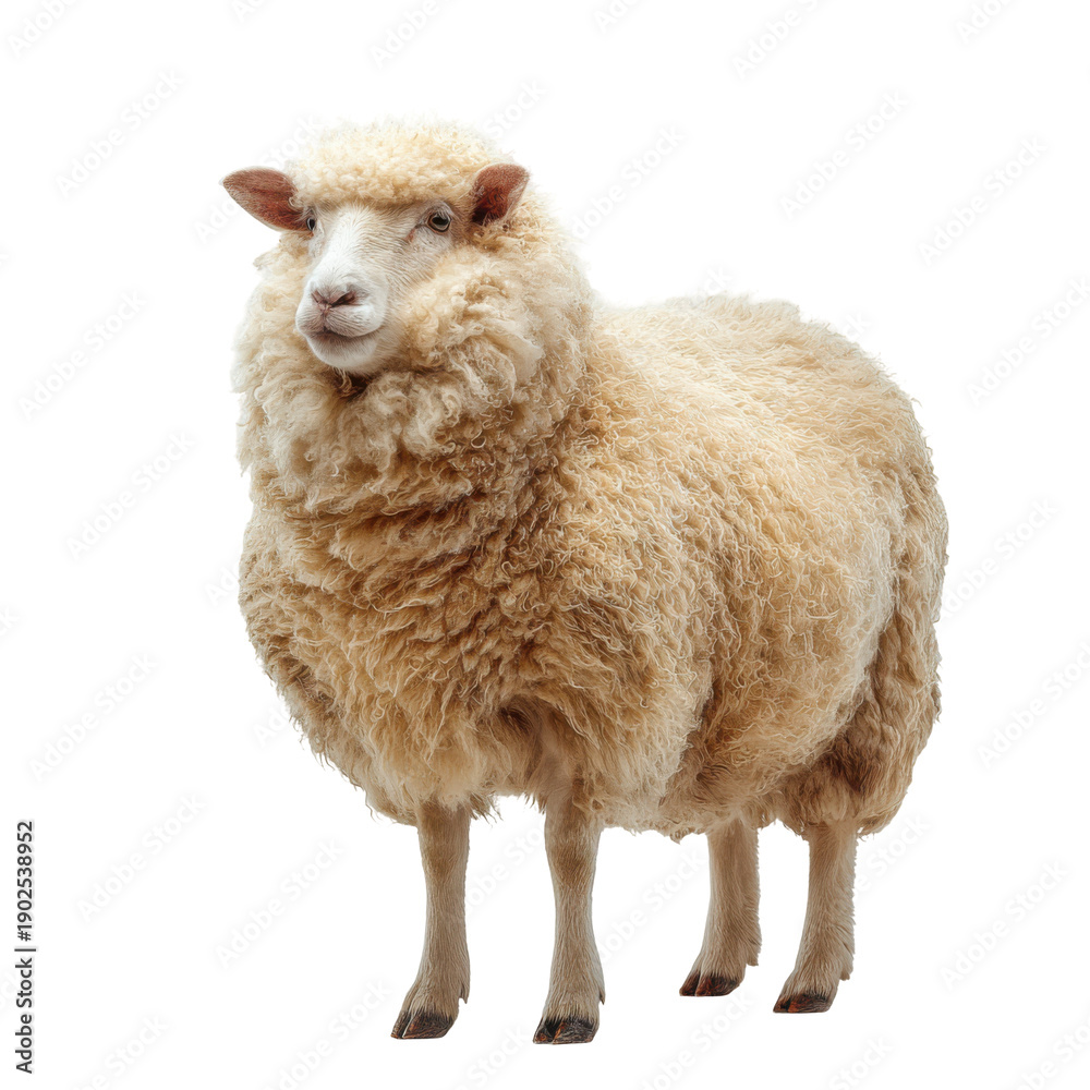 Fototapeta premium Full body shot of a sheep isolated on transparent background