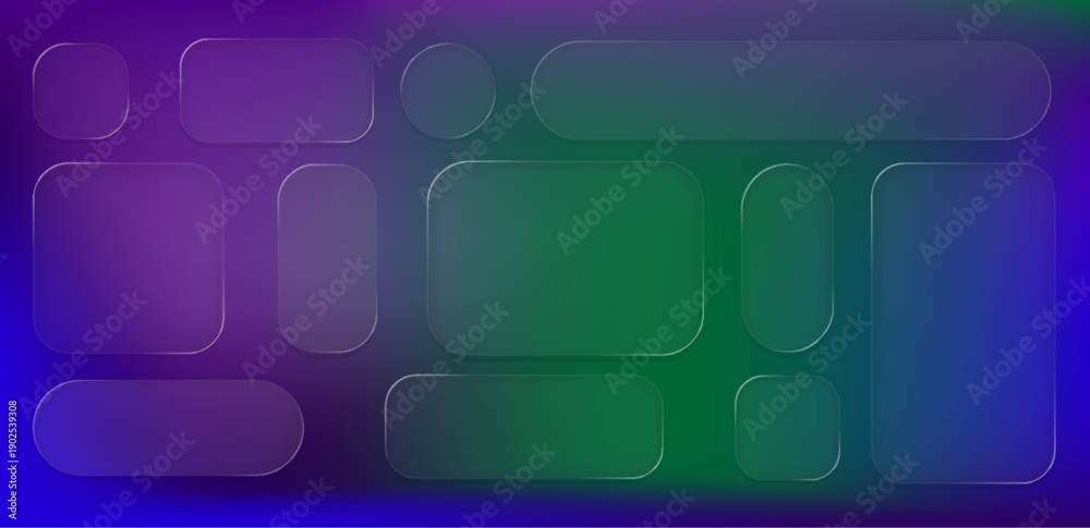 Fototapeta premium A set of liquid glass morphism elements. Geometric frosted glass shapes for creative design. User interface design.
