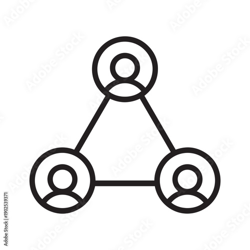 Three person connected in a triangle network connection people group team