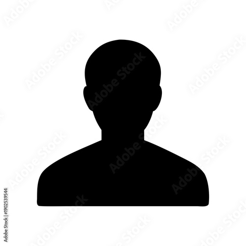A simple black silhouette of a person's upper body on a white background.