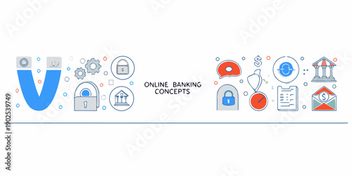 Visual representation of online banking and financial security concepts