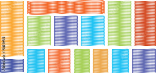 Bright Colorful Art Vector Set Featuring Paint, Paper, Green Color Tones, Creative Education Design, Drawing Elements and Decorative Library Pattern