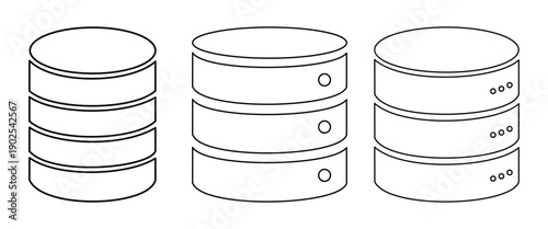 Database Storage Cylinder Icon – Flat Solid & Outline Vector Data Server Symbol Isolated