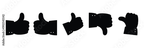 Thumbs Up & Thumbs Down Icon Set – Like, Dislike and Feedback Symbols Vector Illustration