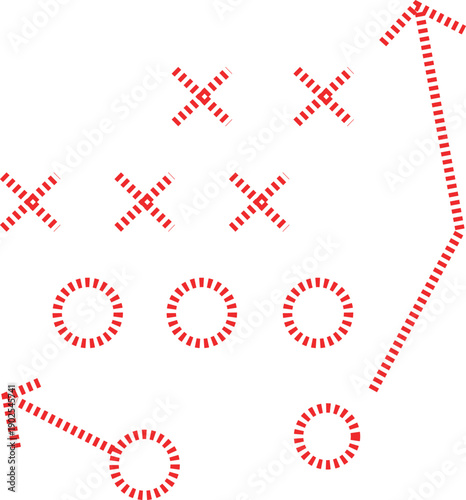 Hand drawn football plays showing offensive and defensive strategy formations	
