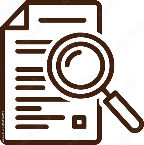 Document review icon with magnifying glass.