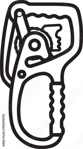 Climbing Belay Device Icon Vector Line Art Illustration