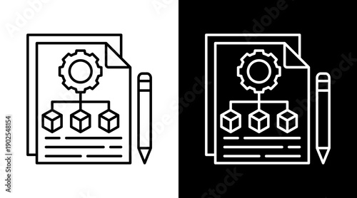 Project Plan White Icon Set Design