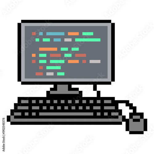 Desktop Computer Programming Station Pixel