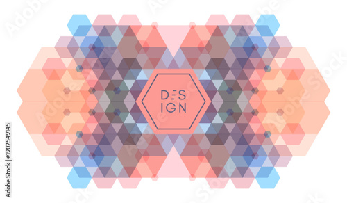 Abstract geometric background. Transparent colored hexagons. Template for poster, flyer, banner, card or cover. Vector illustration.