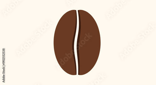 Single Coffee Bean Illustration with Detailed Texture.