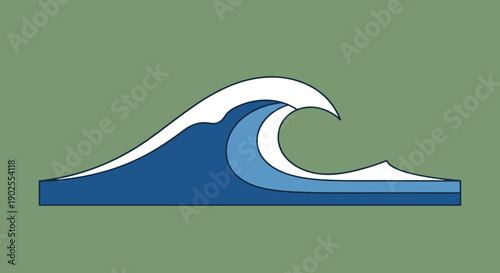 Stylized Blue Ocean Wave Illustration with White Foam.