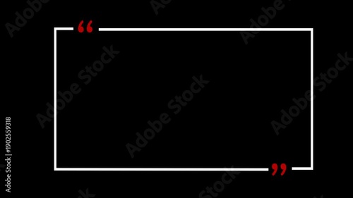rectangle animation with quotation mark on transparent background. rectangle with quotation motion animation. smooth rectangle video with alpha channel in 4k.