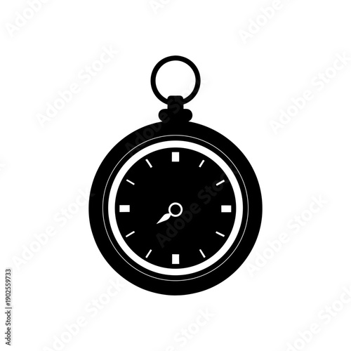 Black analog stopwatch with white hands and markings on a plain background