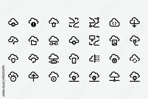 Cloud Technologies Line Icon Set