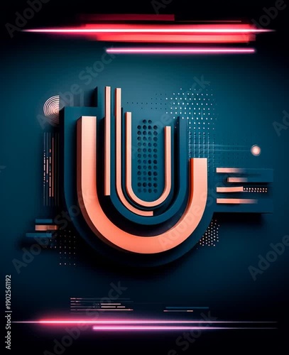 abstract futuristic ai technology background loop, colorful digital data visualization with copyspace, hightech holographic interface animation