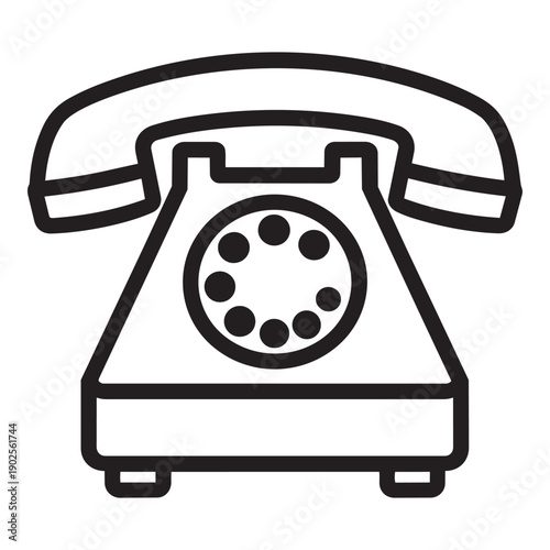 Retro rotary telephone vector illustration, classic communication icon