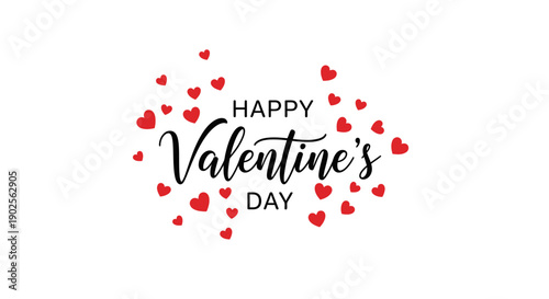 Happy Valentine's Day greeting with red hearts on white background