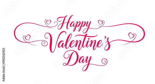 Elegant Happy Valentine's Day greeting with hearts and swirls