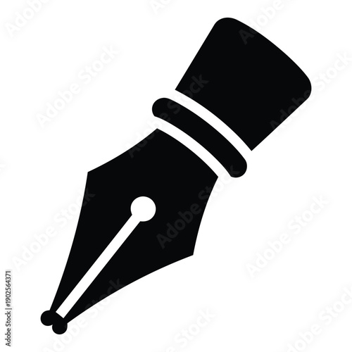 A close-up view of a fountain pen nib with ink flowing out isolated on white background, Vector