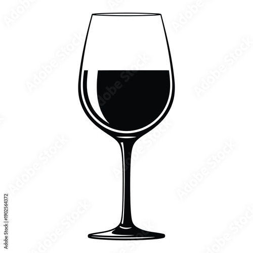 A glass of rich red wine in a classic wine glass, perfect for wine tasting. isolated on white background, Vector