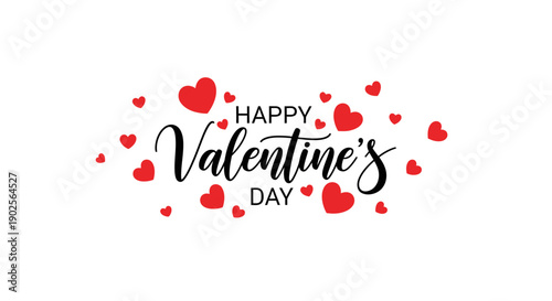 Happy Valentine's Day greeting with red hearts on white background