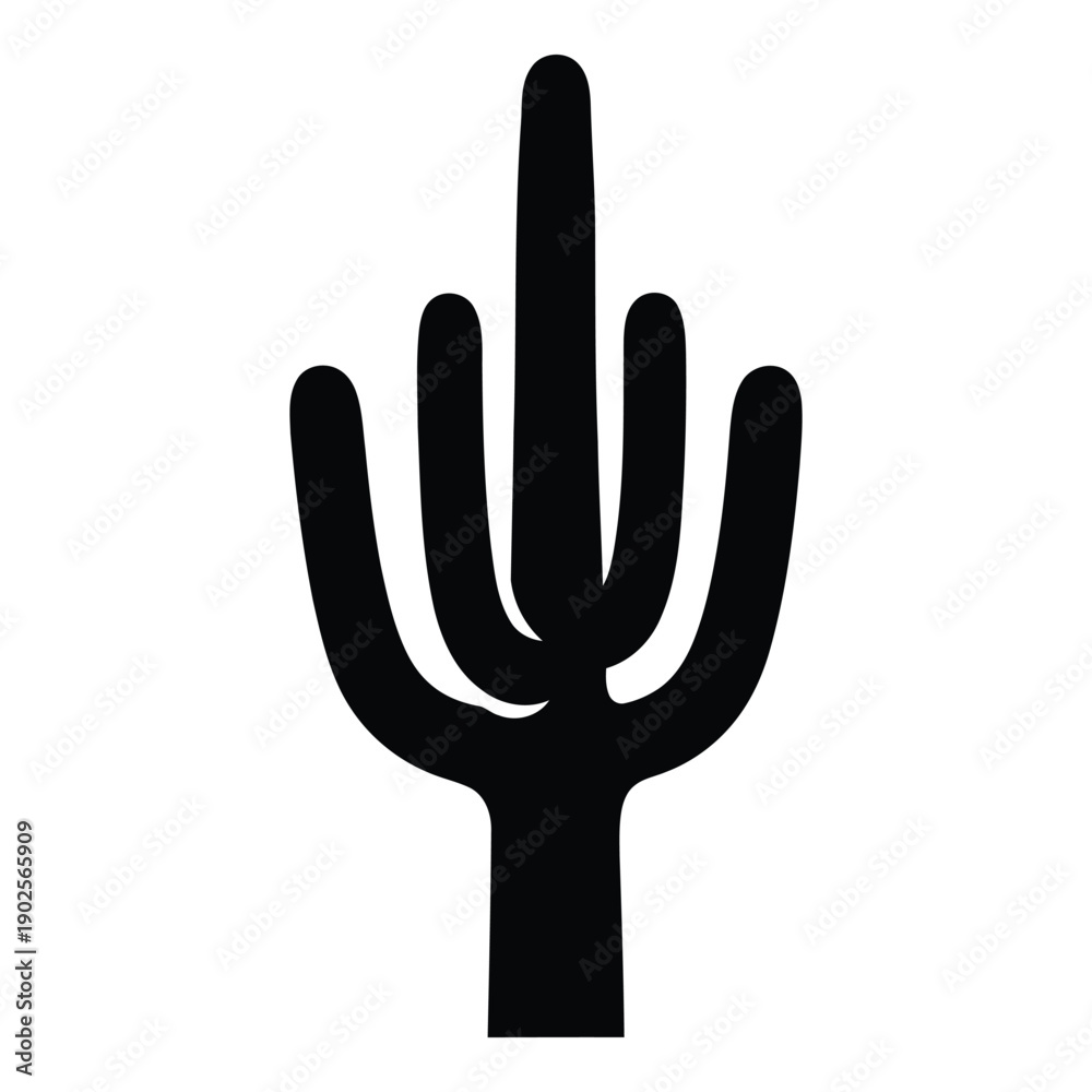 Obraz premium A striking black and white illustration of a cactus plant with multiple arms. isolated on white background, Vector
