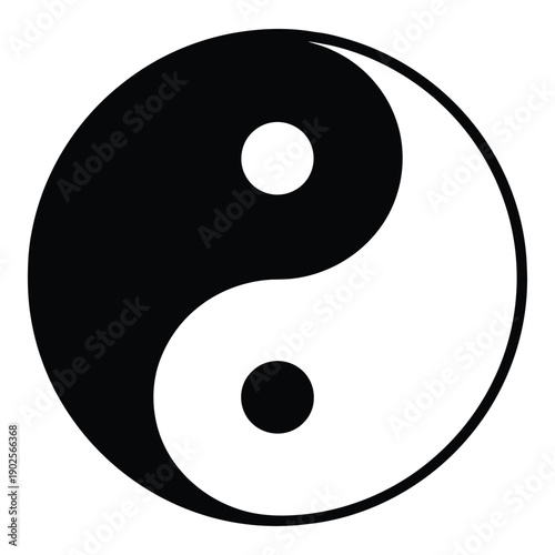 The ancient symbol of yin and yang representing balance and harmony in nature isolated on white background, Vector