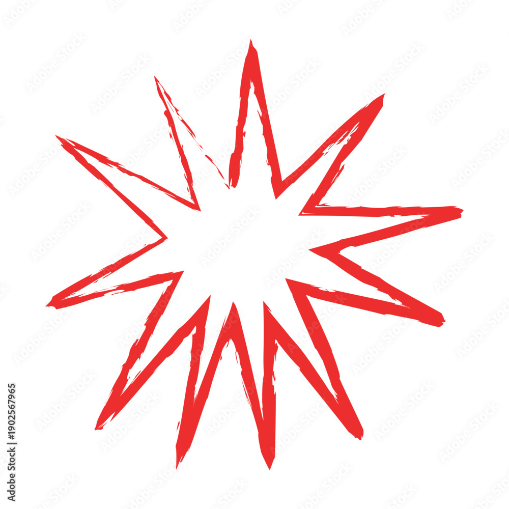 Fototapeta premium Hand Drawn Grunge Red Starburst Sketch Element Design