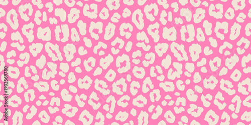 Stylish vector leopard print. Modern hot pink seamless pattern background. Animal skin texture of jaguar, leopard, panther, cheetah. Cute funky repeated girlish design for textile, print, decoration
