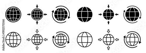 World, global, earth, network, and globe. Global network icon set. Vector icons.