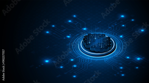 Circuit board of computer neural network or electronic artificial intelligence. Brain circuit technology. modern technology innovation concept background
