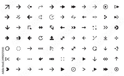 Modern arrow icons for digital interfaces and user experience design elements