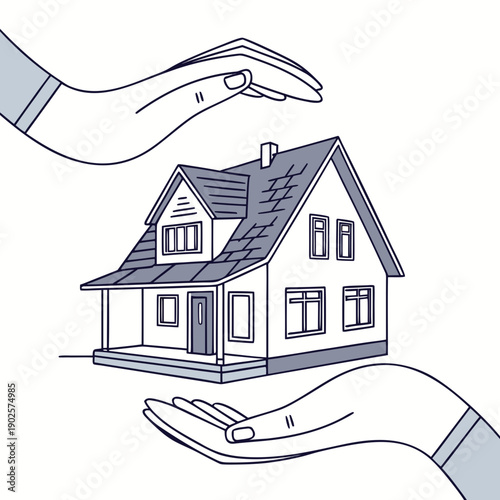 Of hands protecting a house protection home shelter